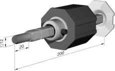 Eindstuk PVC met verstelbare pin ø 12 mm voor as 60 mm